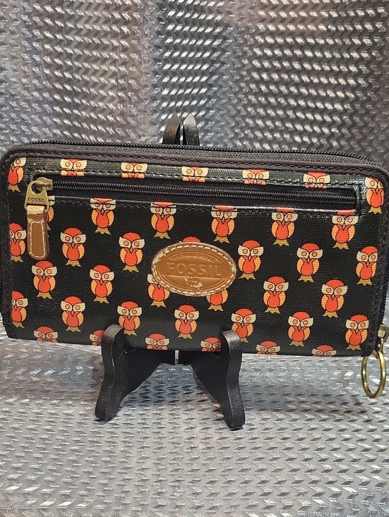 Fossil Handbags - Fossil Black Wallet with Owl Print